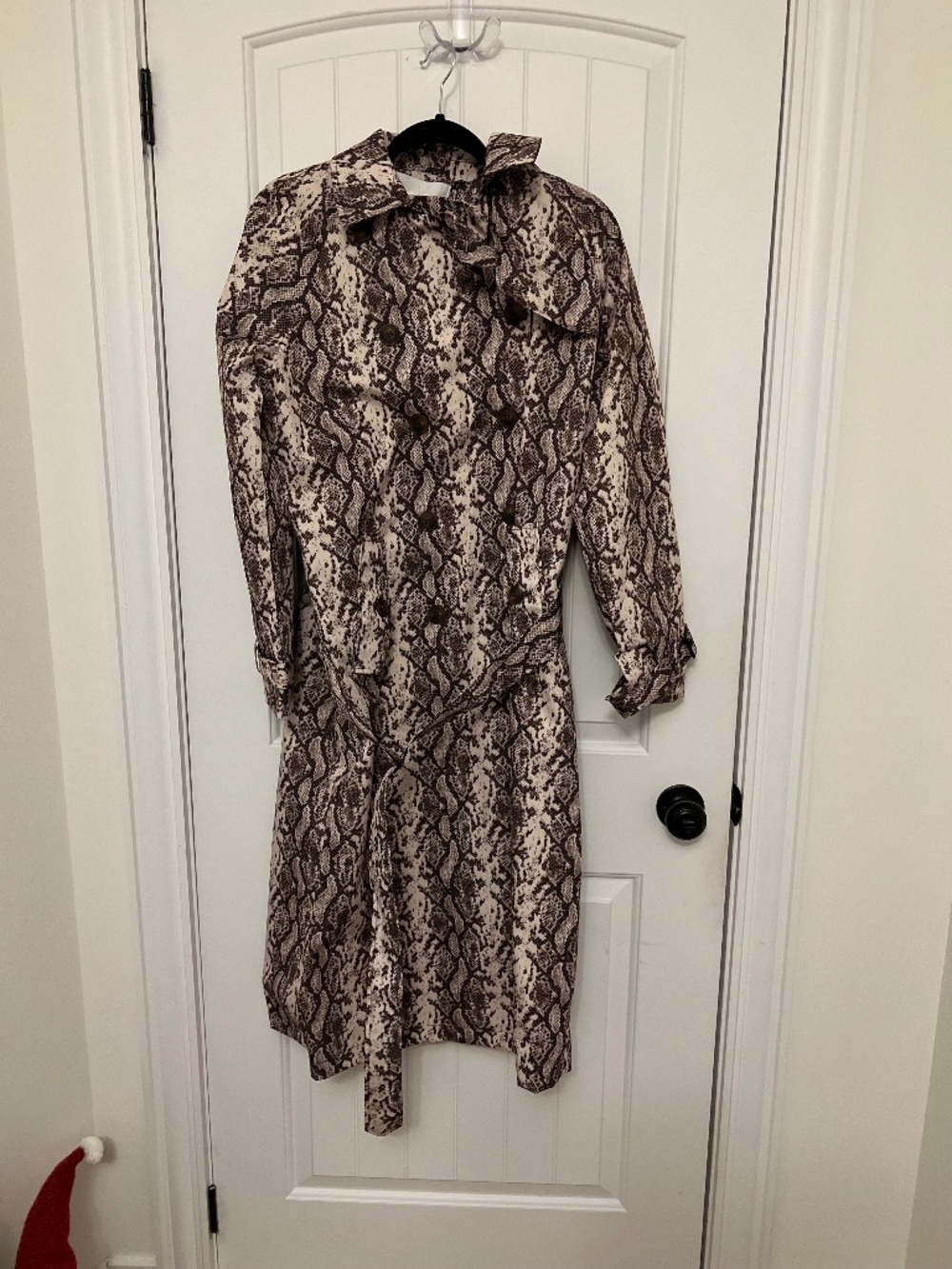 Rebecca Minkoff Brown & Cream Snake Print Trench Coat